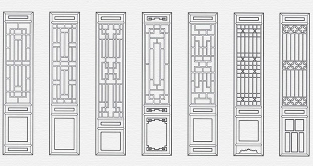 迁安常用中式仿古花窗图案隔断设计图